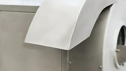 Discharging chute could be flat or bent down